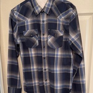 Men's Blue Plaid Shirt- AEO snap front 2 shirts